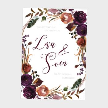 Willkommensschild "Boho Violett-Flower"